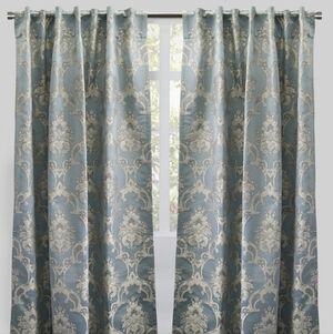 Rodeo Home Katherine Teal Curtain Panels Texture Damask Faux Silk 1 Per 52"×96"